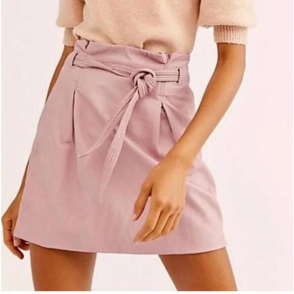 Free People Payton Paperbag Faux-Leather Mini Skirt in Mauve Women’s size 4 - Picture 15 of 15